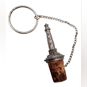 Vintage P ewter Lighthouse Wine  Cork Stopper